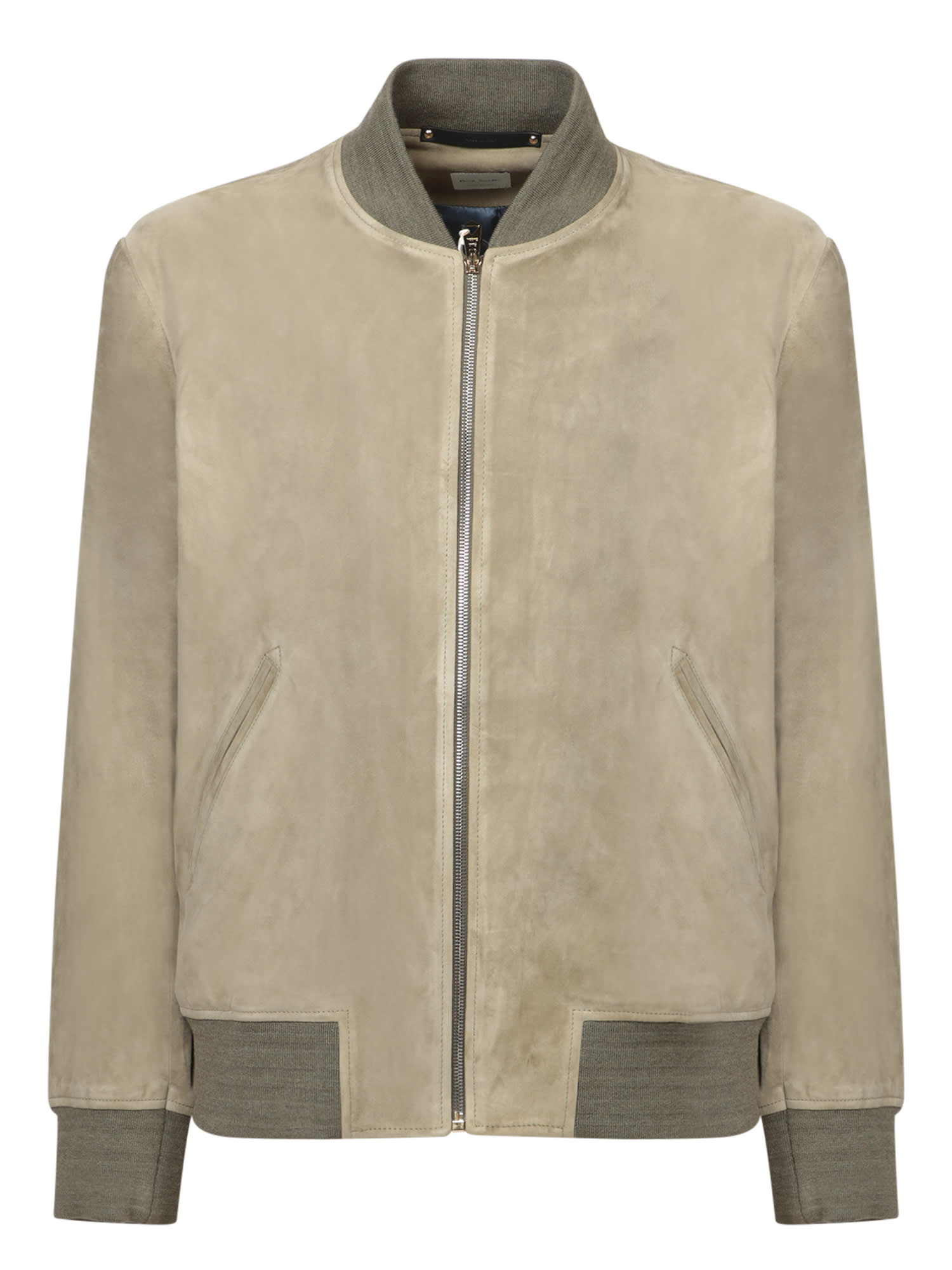 Shop Paul Smith Green Suede Bomber Jacket