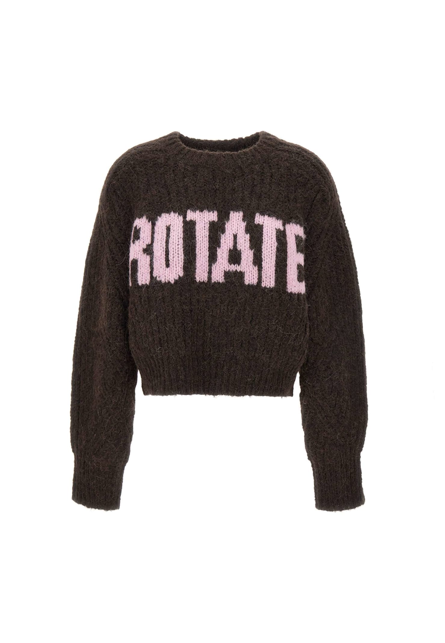 Rotate Birger Christensen Shandy Firm Wool Blend Knit Sweater In Black