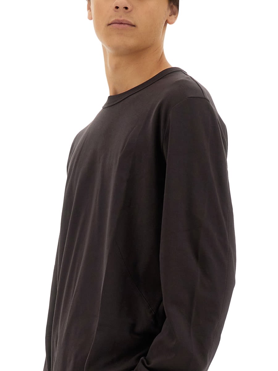 Helmut Lang Relaxed Fit Long-sleeve Crew Neck T-shirt With Tonal Logo In Brown