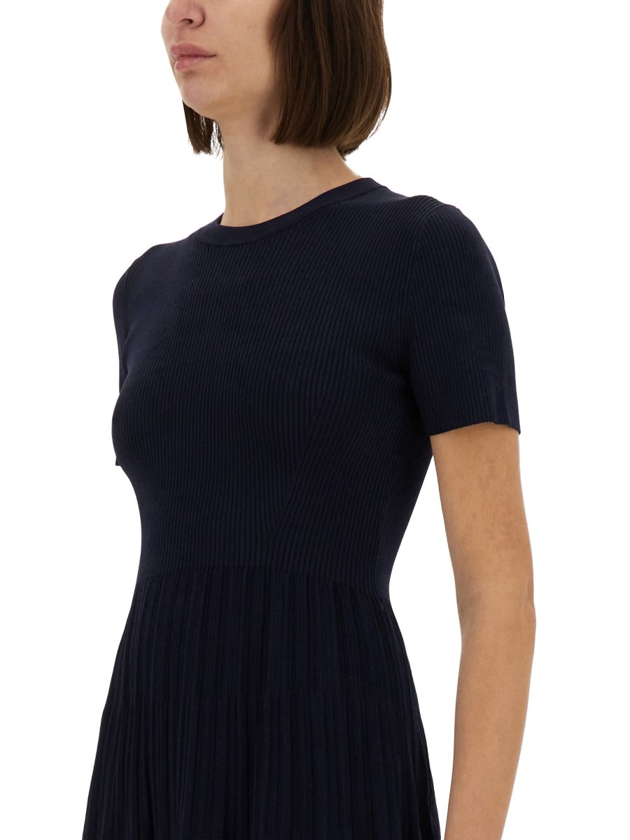 Michael Kors Ribbed Knit Dress In Blue
