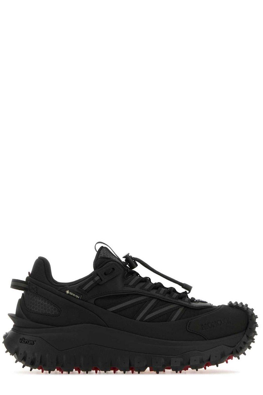Shop Moncler Round Toe Lace-up Sneakers In Black