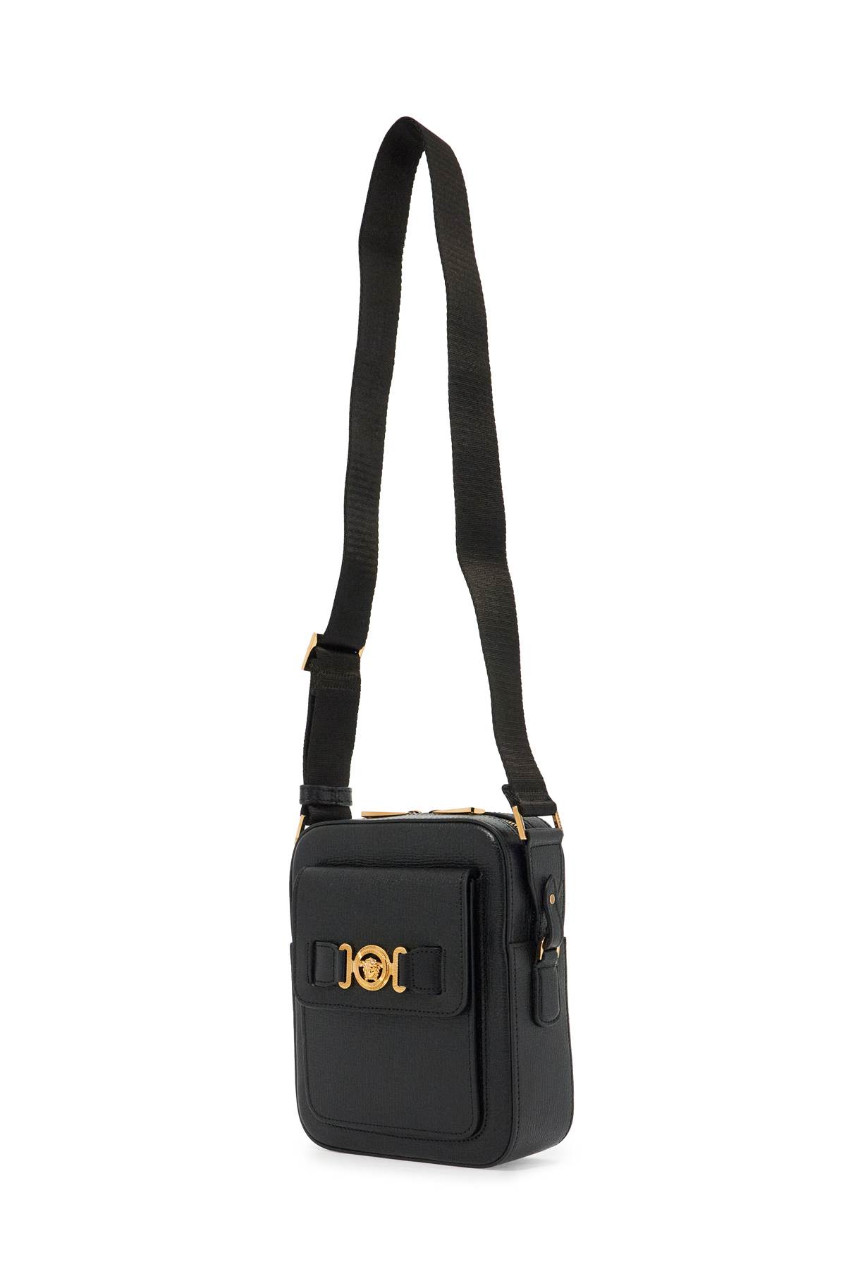 Shop Versace Medusa Biggie Shoulder Bag In Black- Gold (black)