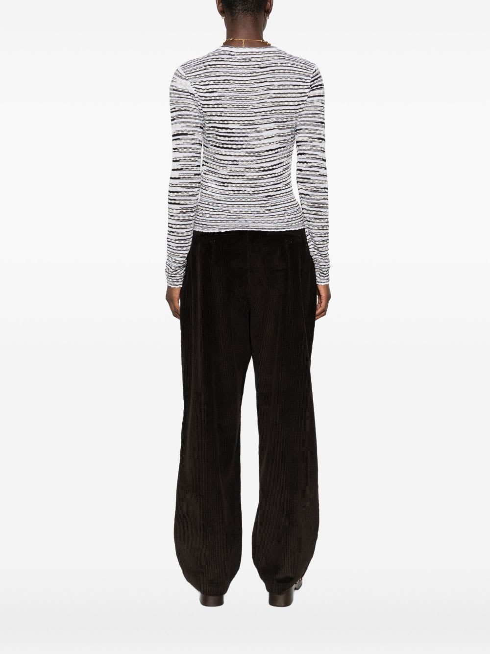 Missoni Striped Lightweight Crew Neck Knit Sweater In White