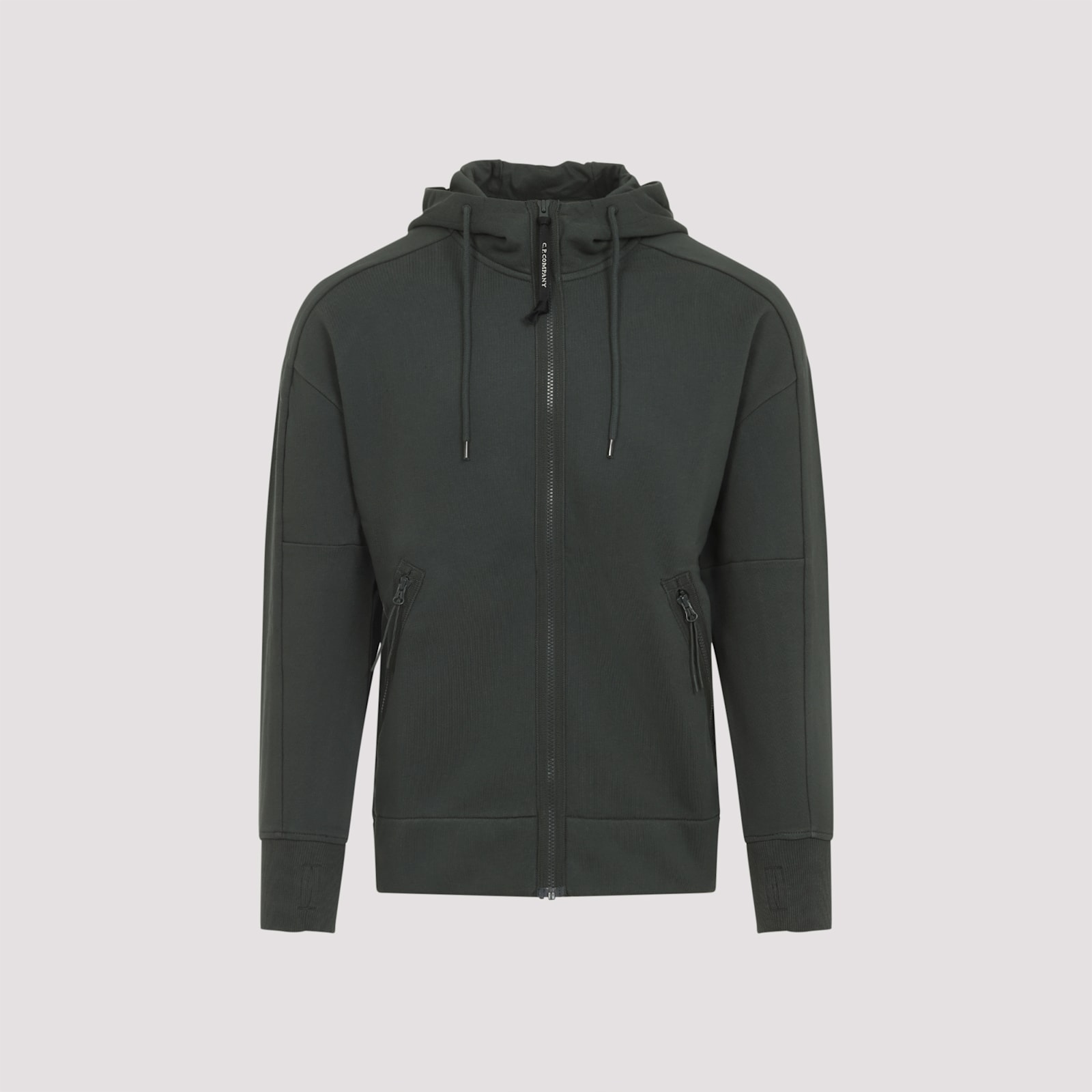 C.p. Company Goggle Hooded Sweatshirt With Zippered Pockets In Gray