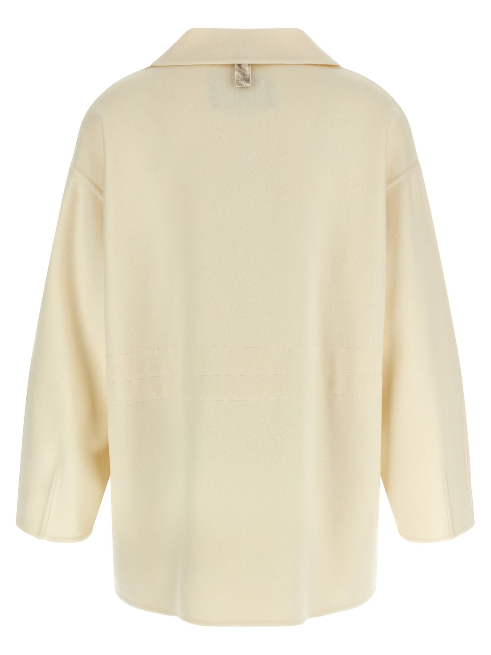 Fabiana Filippi Luxurious Cashmere Outerwear Featuring Collar In White