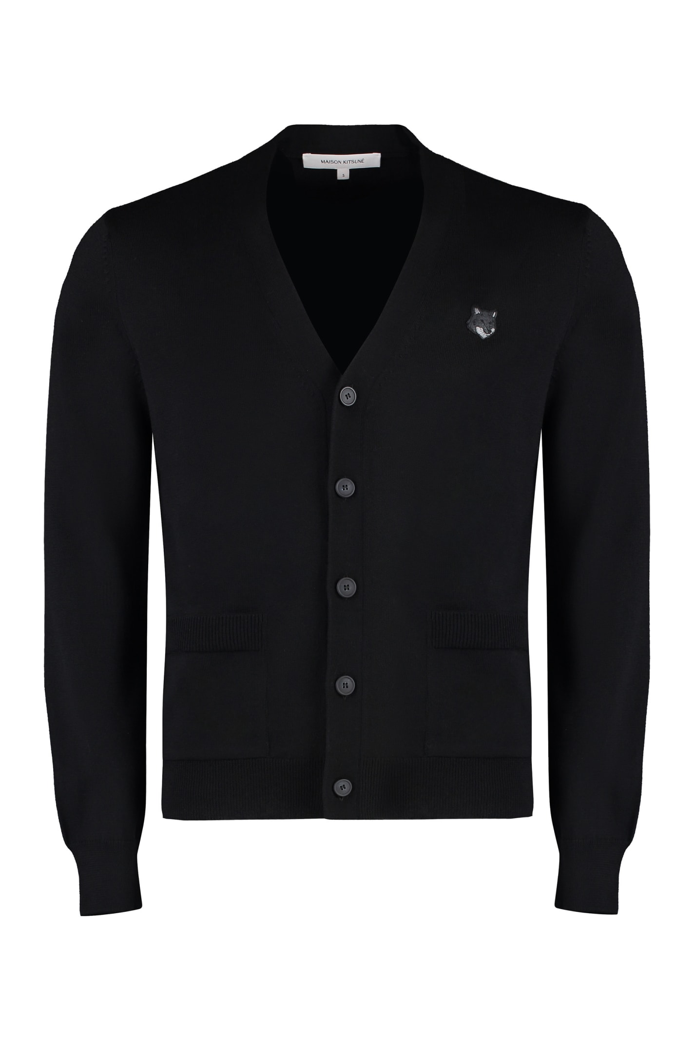 Shop Maison Kitsuné Wool Cardigan In Black