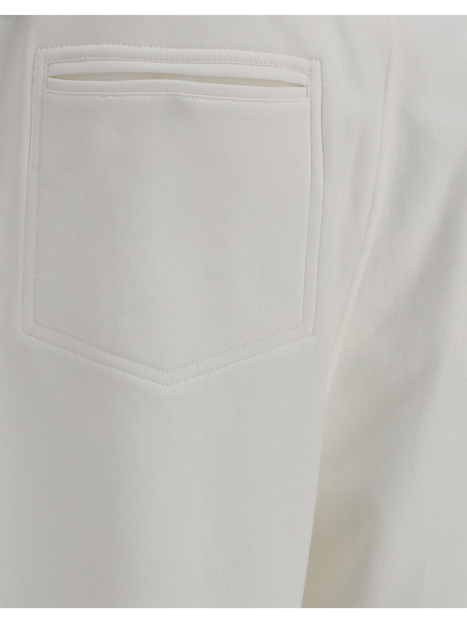 Brunello Cucinelli Men White Linen And Cotton Leisure Fit Trousers In White