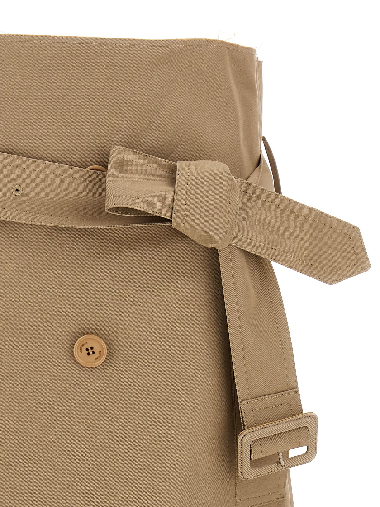 Vetements Deconstructed Trenchcoat Skirt With Belted High Waist In Beige