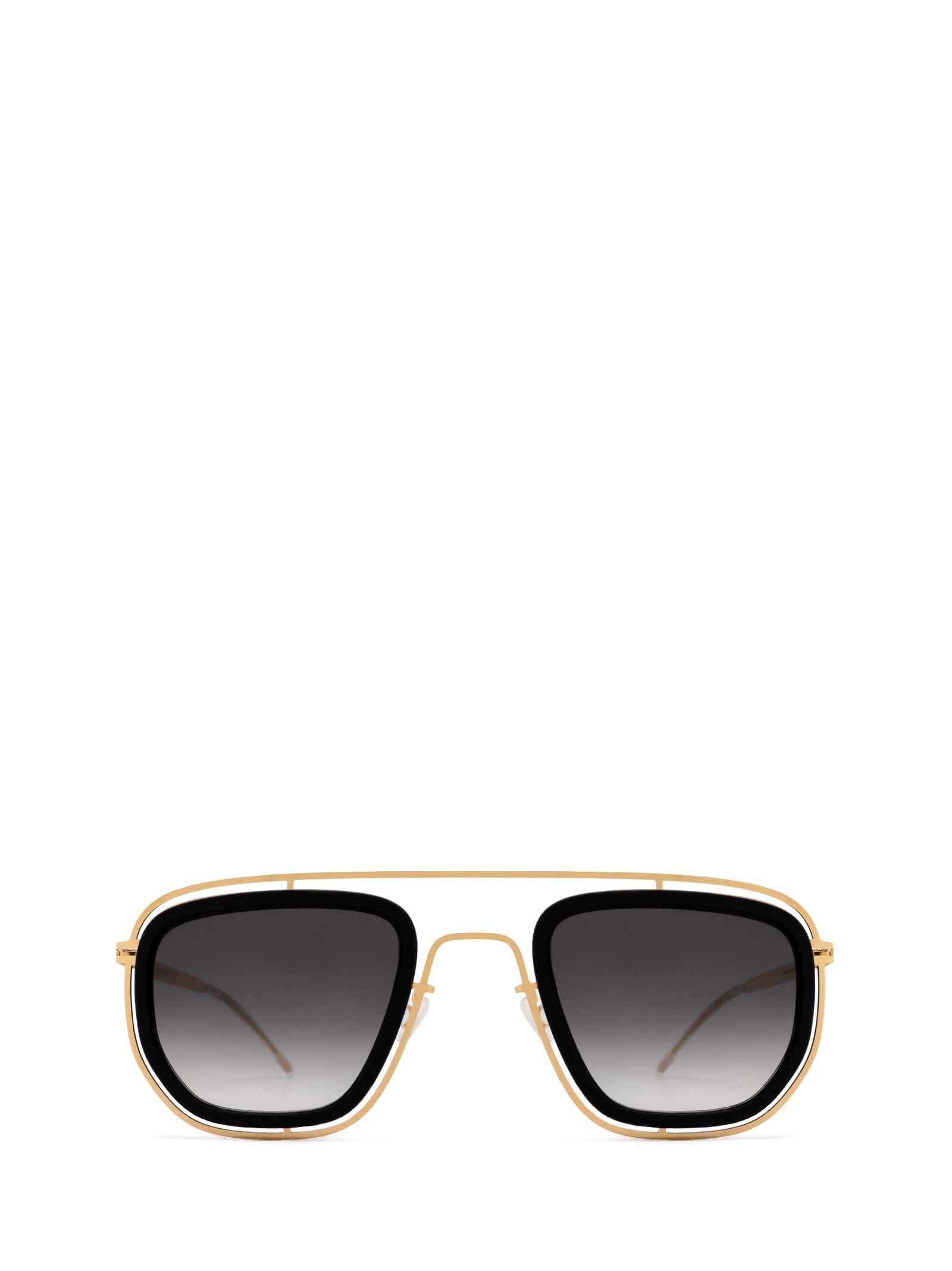 Shop Mykita Ferlo Sun Mh7-pitch Black/glossy Gold Sunglasses