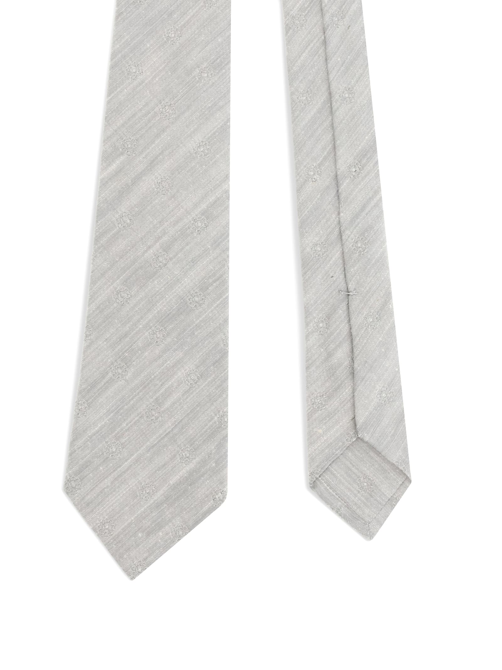 Kiton Floral Embroidery Tie In Gray