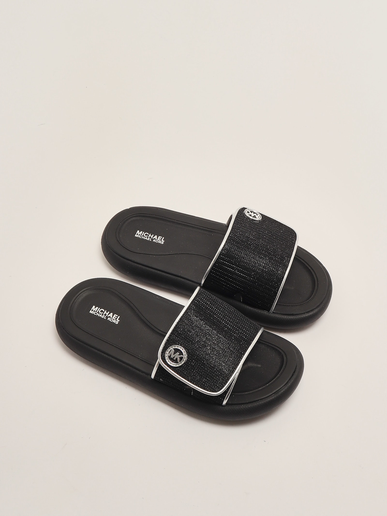 Michael Kors Logo-plaque Slides In Black