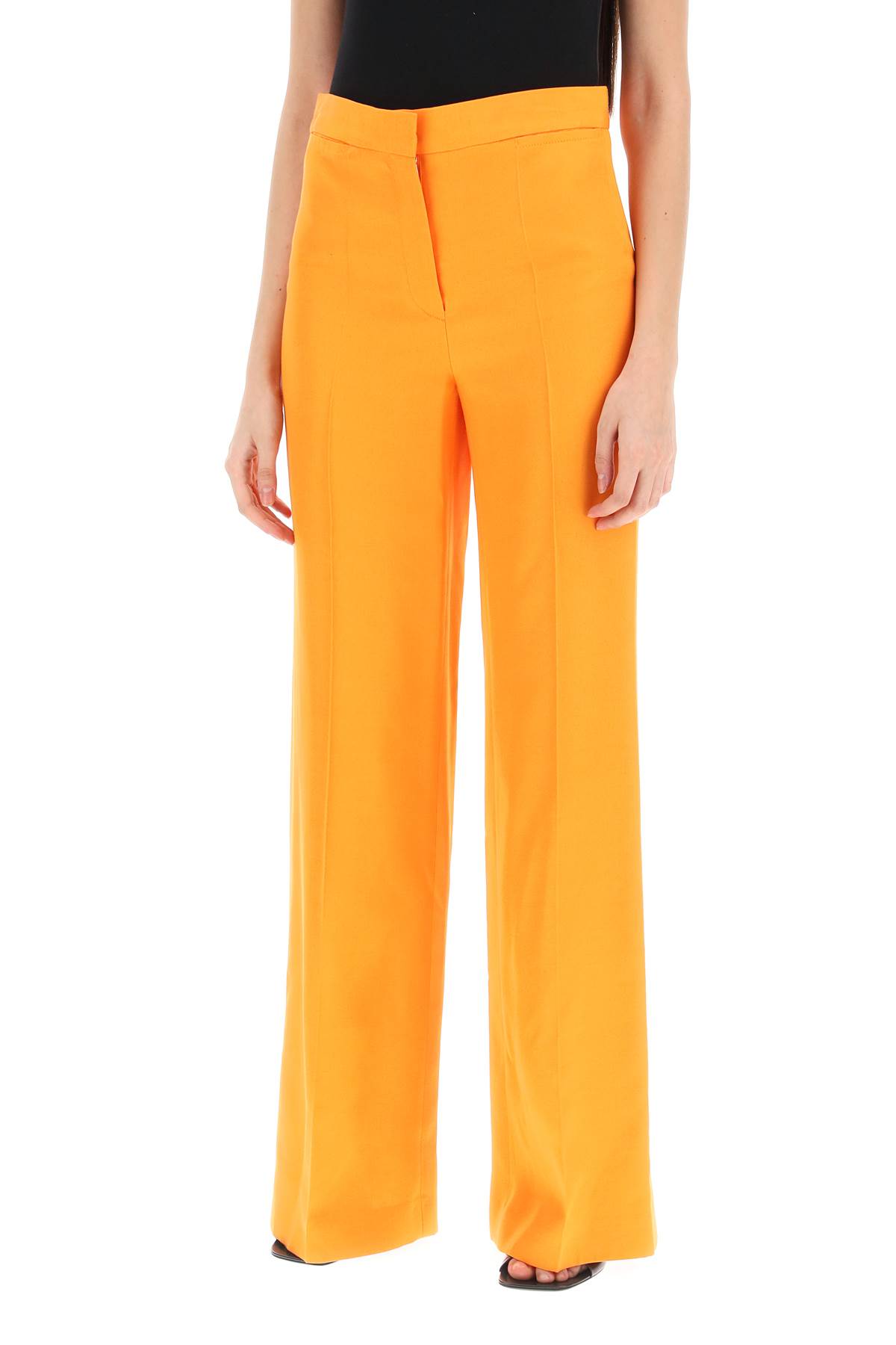 Stella Mccartney Womens Bright Orange Structured-waistband Flared-leg High-rise Woven Trousers In Orange