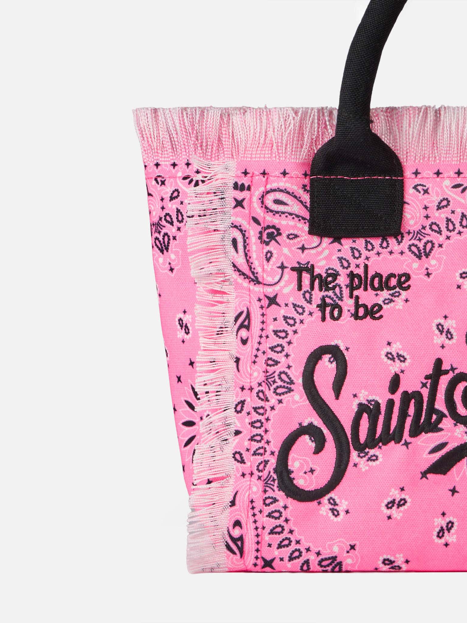MC2 SAINT BARTH COLETTE FLUO PINK HANDBAG WITH BANDANNA PRINT