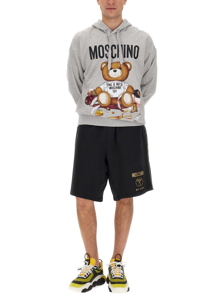 Shop Moschino Teddy Print Sweatshirt In Grey