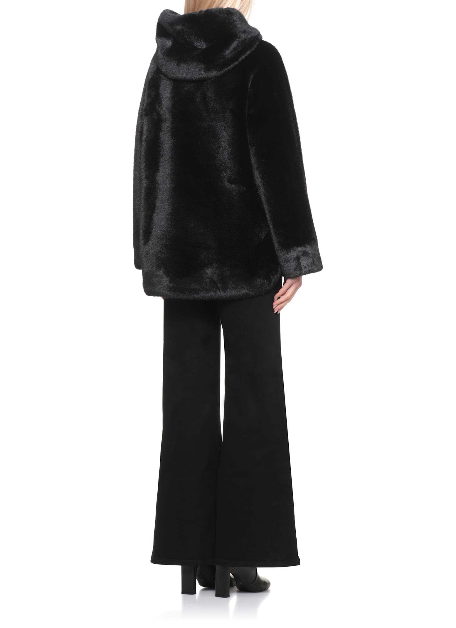 Betta Corradi Faux Fur Reversible Coat In Black