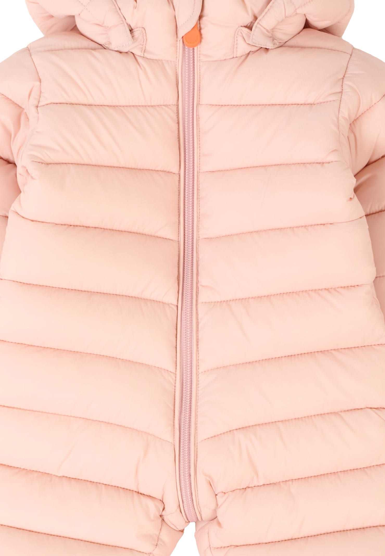 Save The Duck Pink Down Jacket For Baby Girl With Logo In Pink
