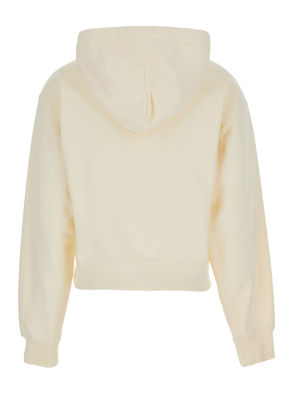 Shop Jacquemus Le Hoodie Gros Grain White Hoodie With Logo Patch In Cotton Woman In Beige