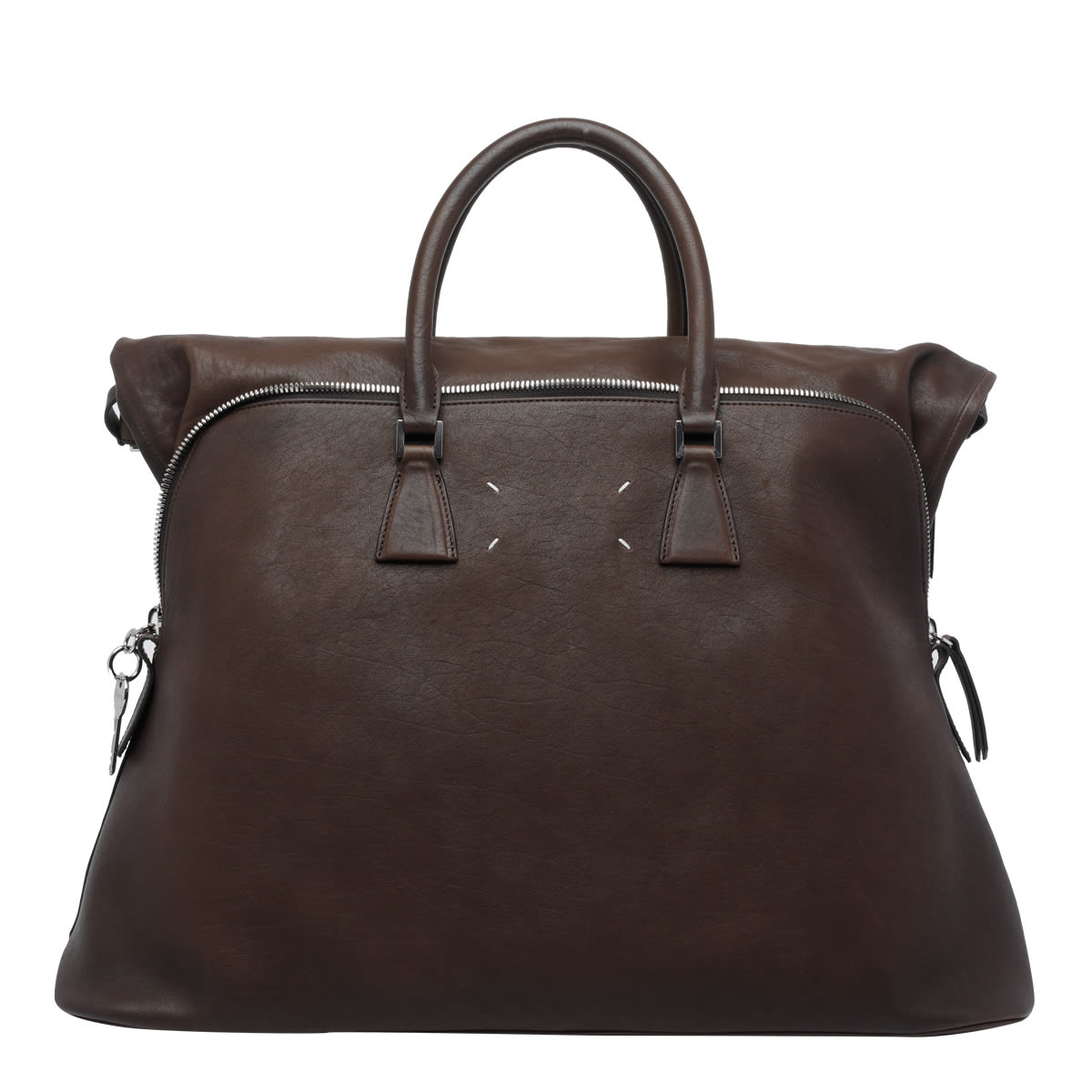 Maison Margiela 5ac Loved To Death Calf Leather Medium Top Handle Bag In Brown