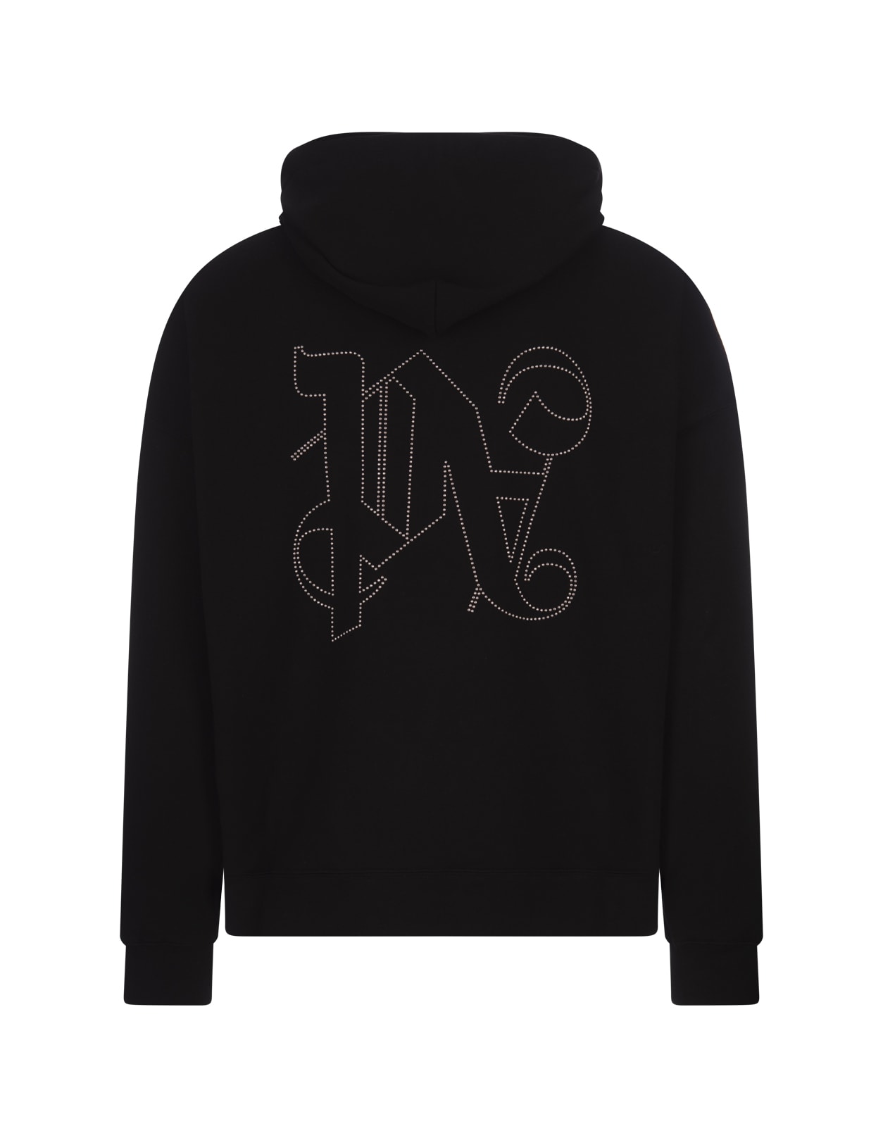 Shop Palm Angels Black Hoodie With Studded Monogram