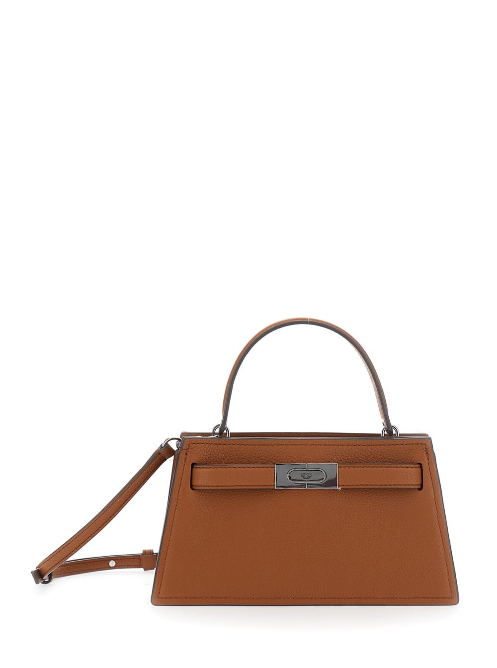 Tory Burch Petite Lee Radziwill Brown Crossbody Bag With Adjustable And Removable Shoulder Strap And T-buckle C