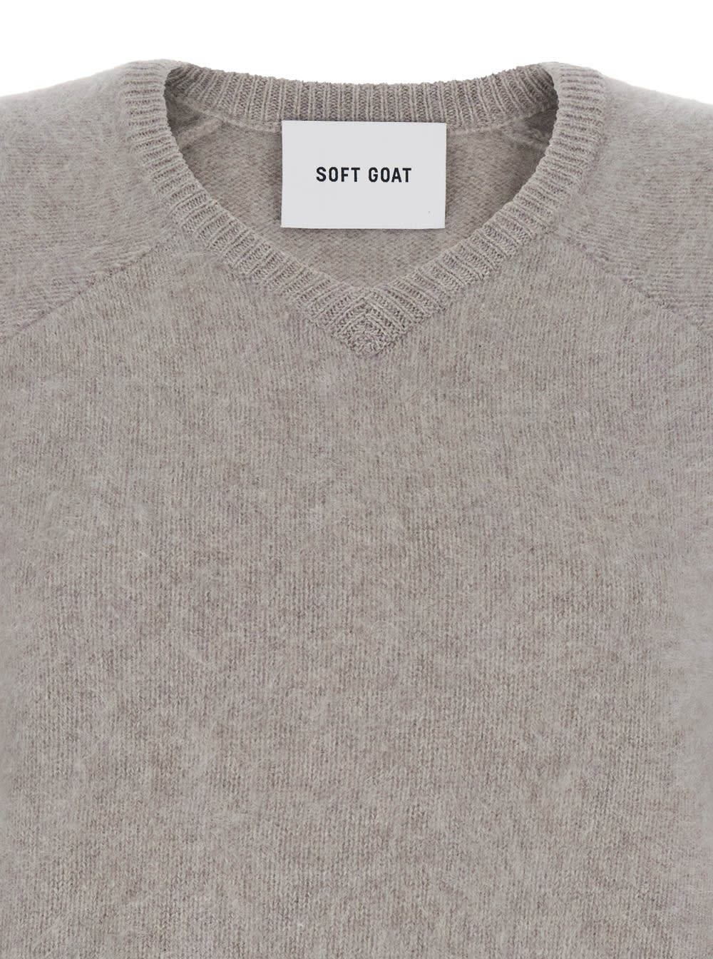 Goat Grey Sweater With Round Neck And Brushed Effect In Cashmere Woman In Gray