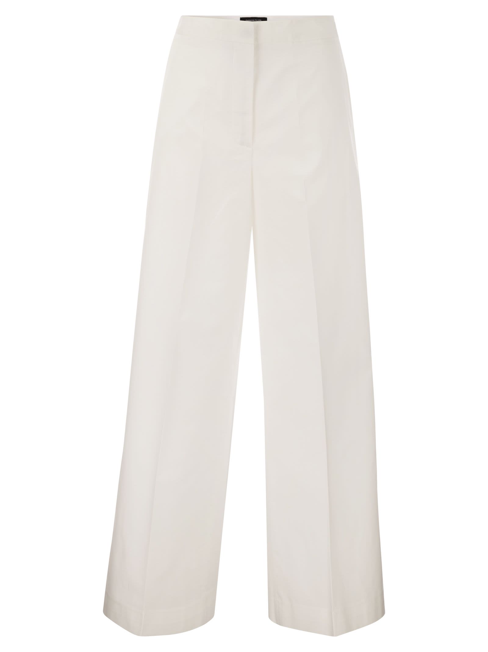Shop Fabiana Filippi Wide Cotton Trousers In White