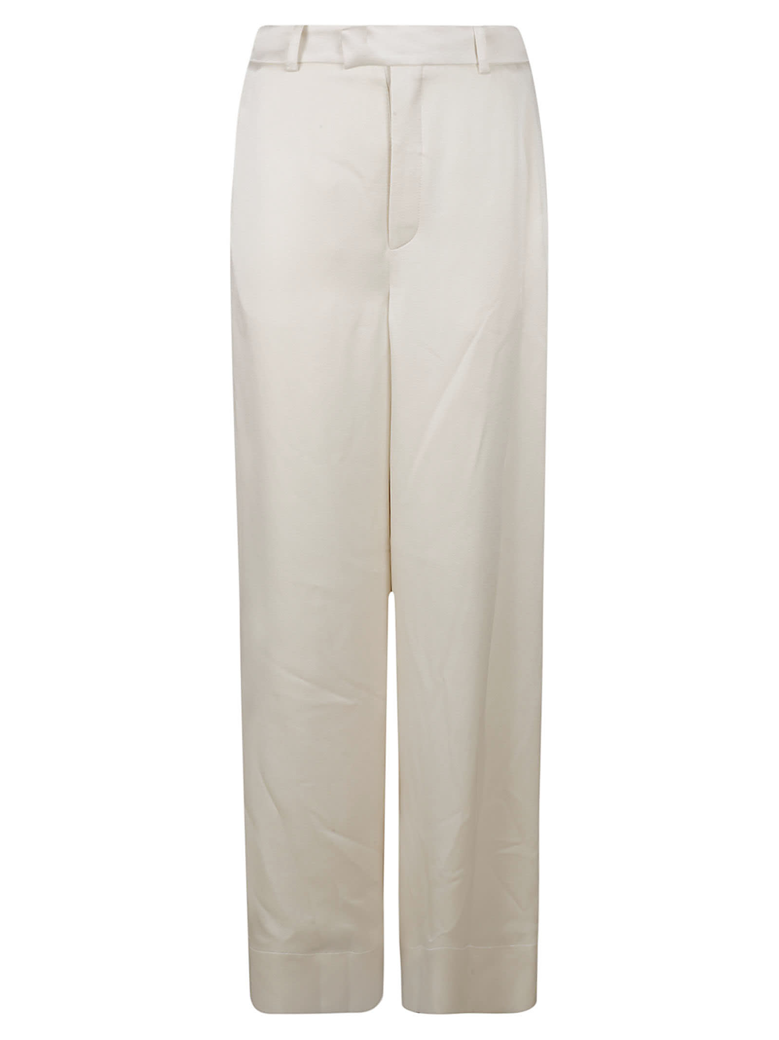 Shop Saint Laurent Wrap Straight Trousers In Craie