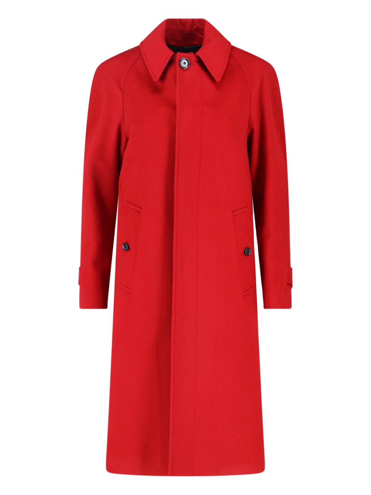 Lardini Red Cashmere Coat With Classic Collar In Red