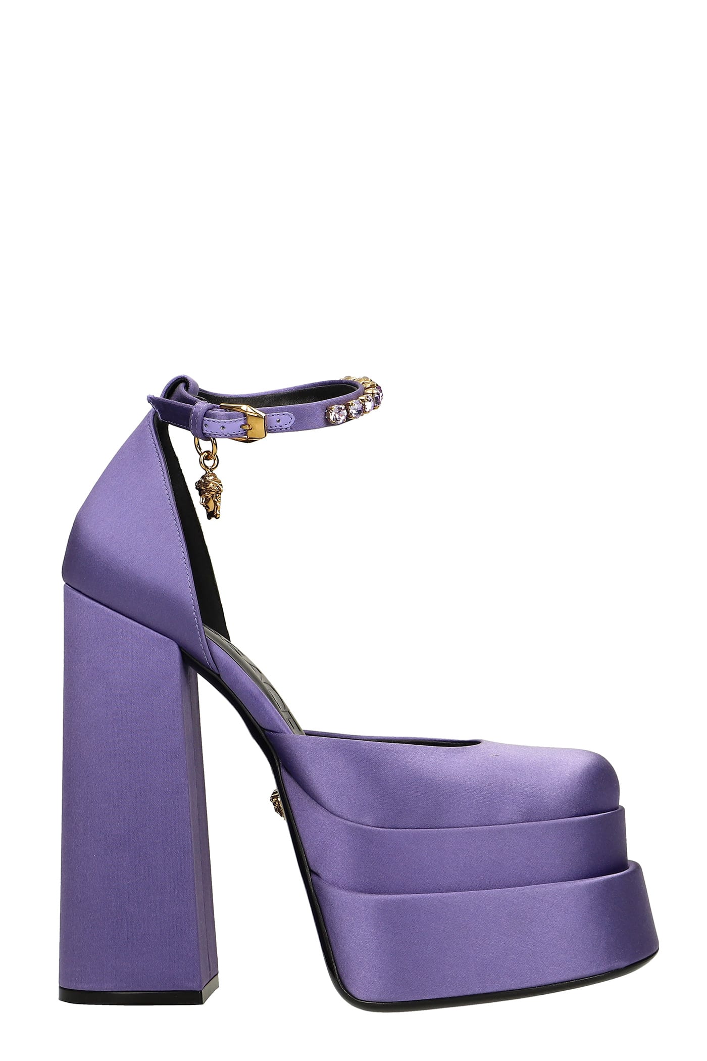 Versace Sandals In Viola Satin