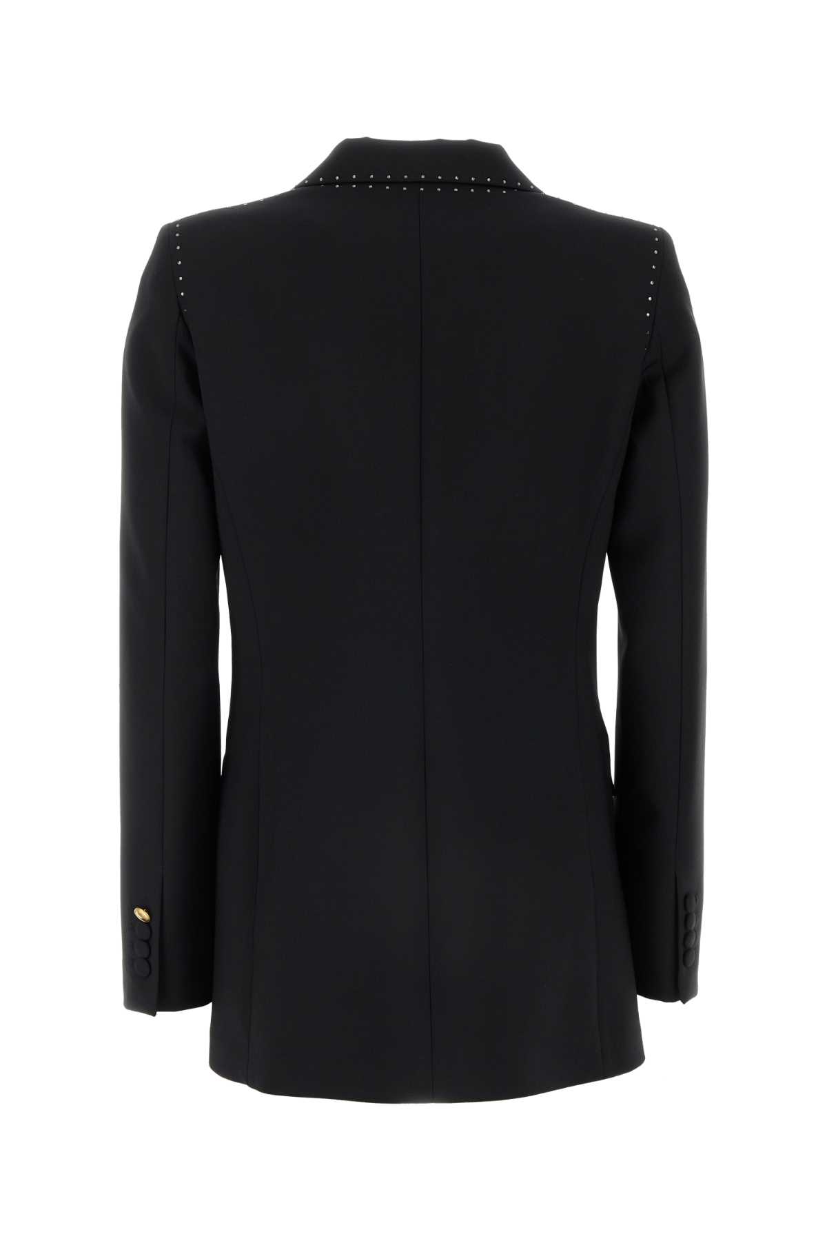 Shop Hebe Studio Black Stretch Wool Blend Bianca Blazer In Blackcrystals