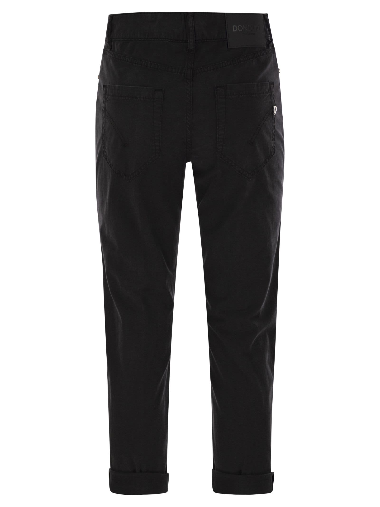Dondup Fitted High-waist Cropped Trousers With Decorative Buttons In Black
