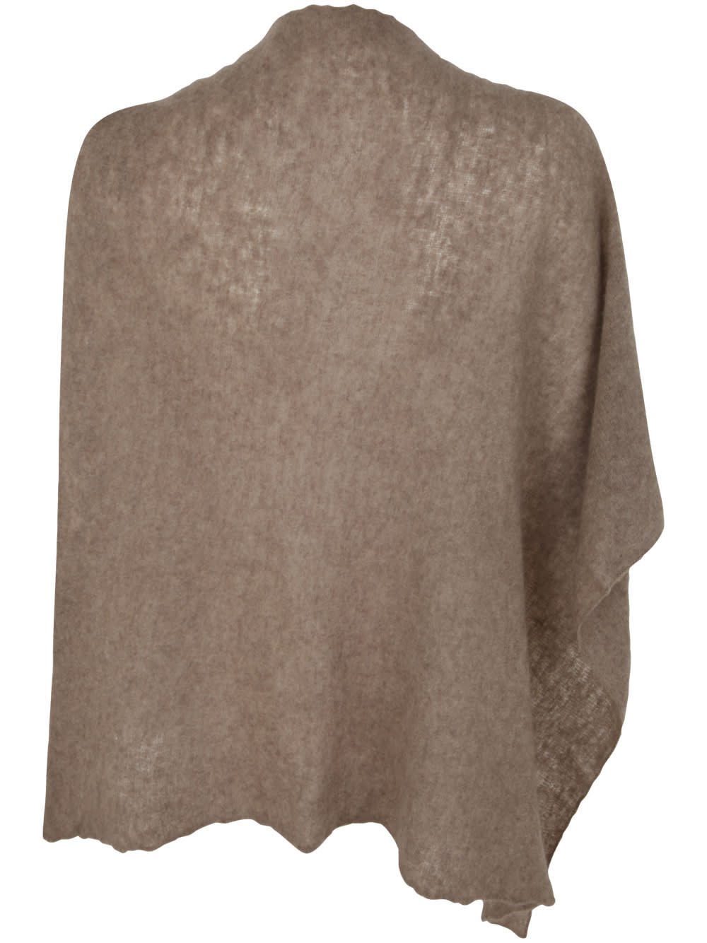 Shop Mirror In The Sky Open Knitted Poncho Melange In Light Coffee