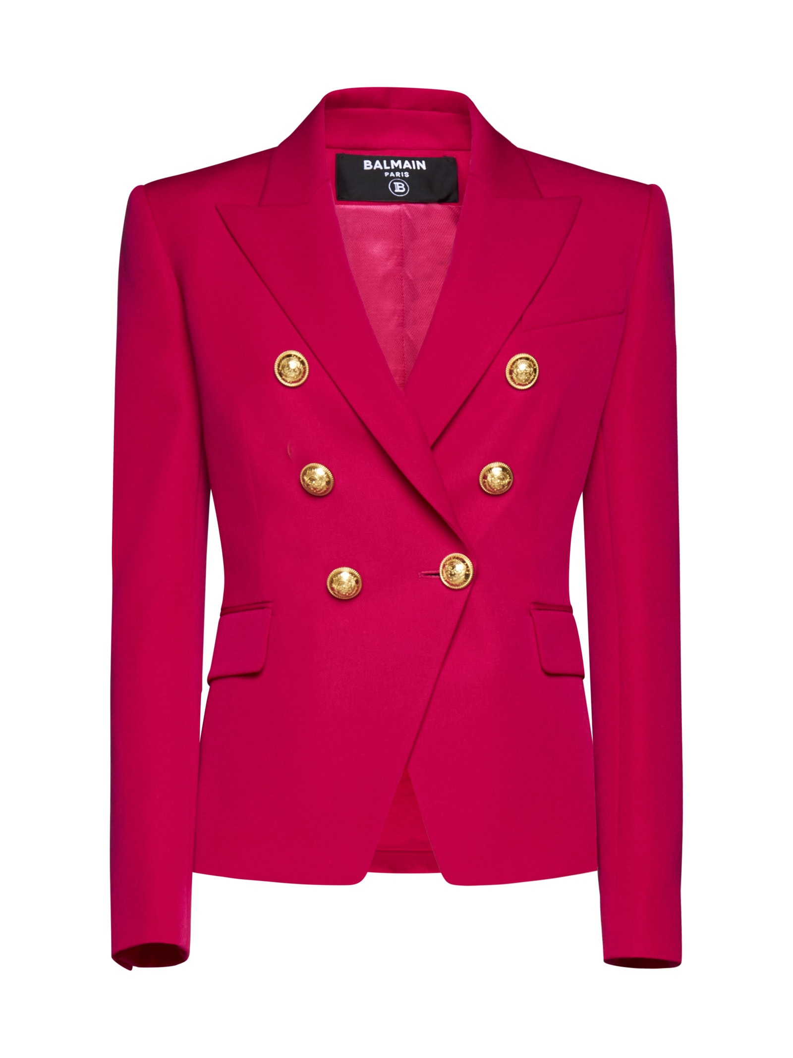 Shop Balmain Blazer In Fuchsia