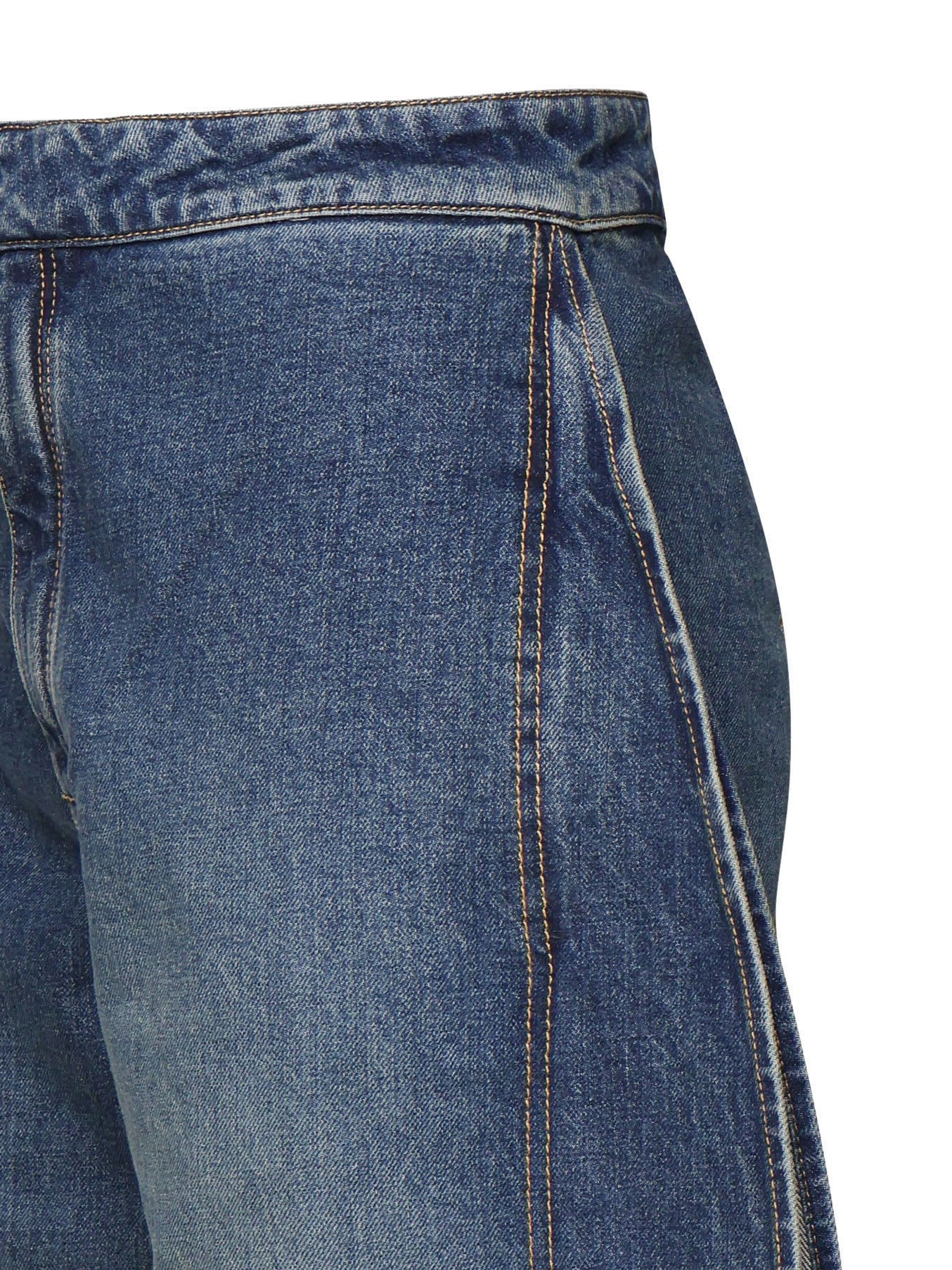 Shop Alaïa Petal Jeans In Cotton Denim In Bleu Vintage