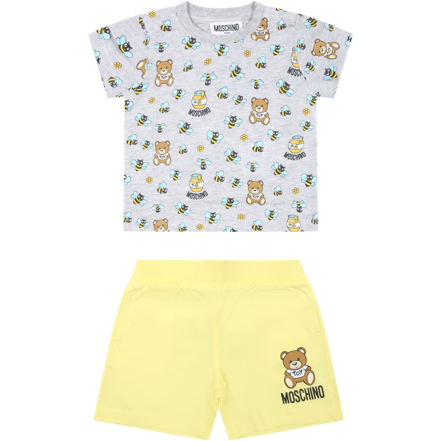 MOSCHINO MULTICOLOR SET FOR BABY BOY WITH TEDDY BEAR