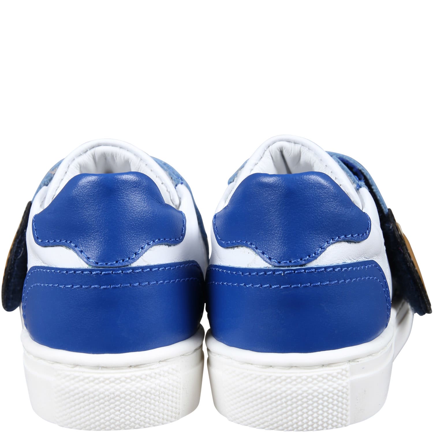 Shop Moschino Light Blue Sneakers For Boy With Tedy Bear