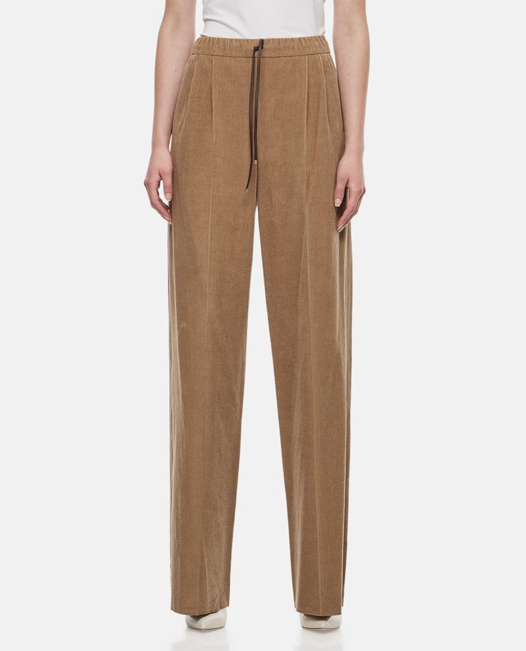 Shop Max Mara Getto Velvet Trousers In Brown