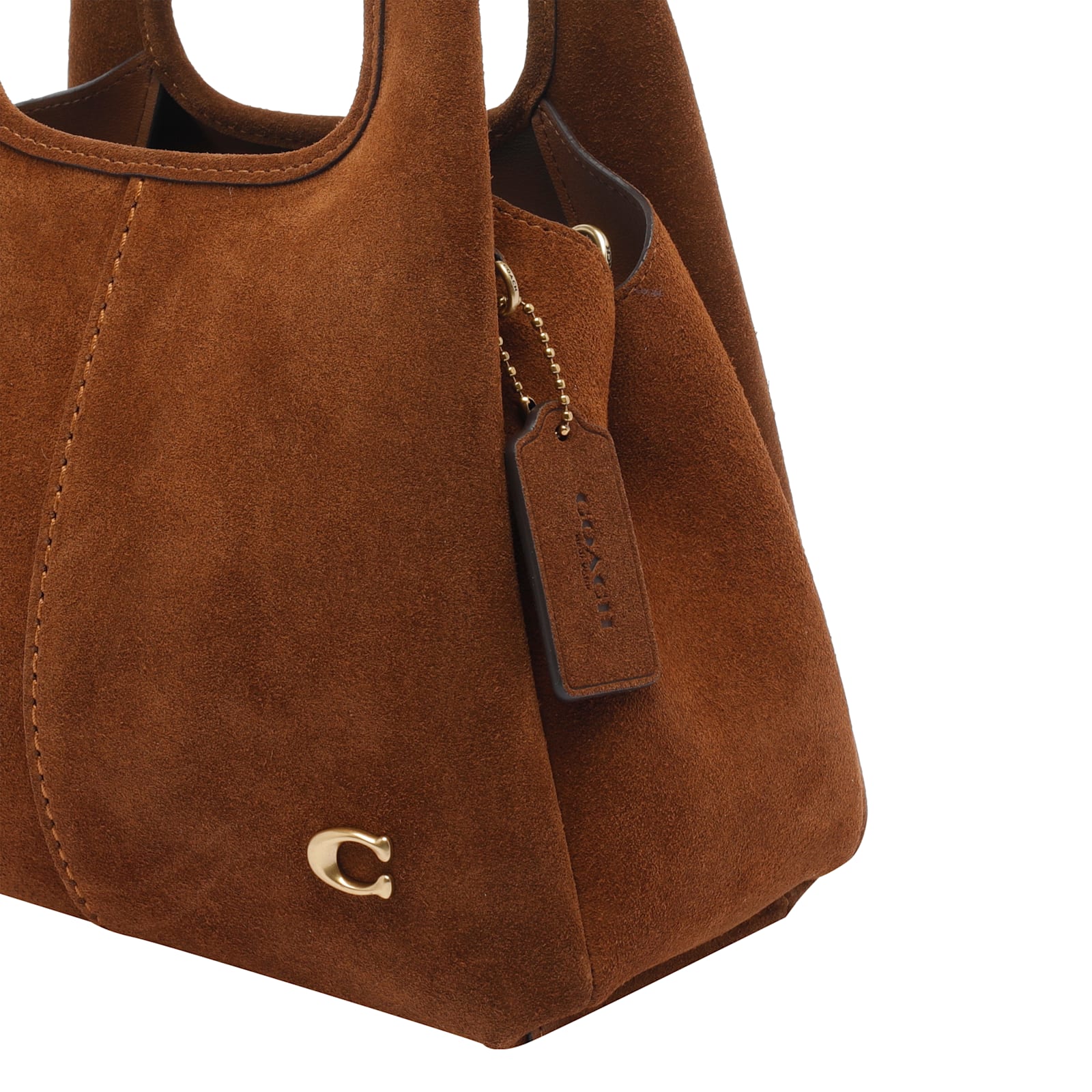Coach Lana 23 Warm Brown Suede Shoulder Bag In Brown
