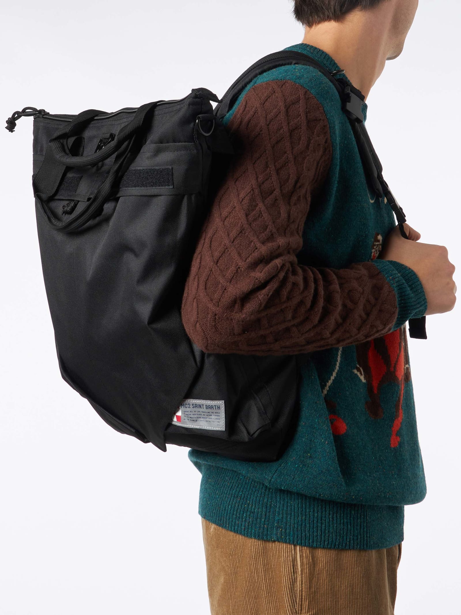 MC2 SAINT BARTH CANVAS BLACK BACKPACK 