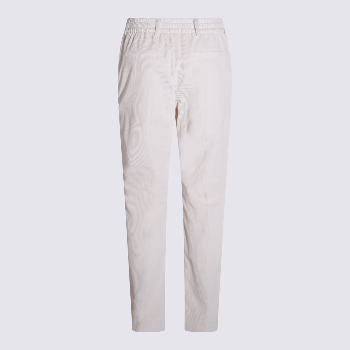 Eleventy Corduroy Texture Elastic Waistband Trousers In White