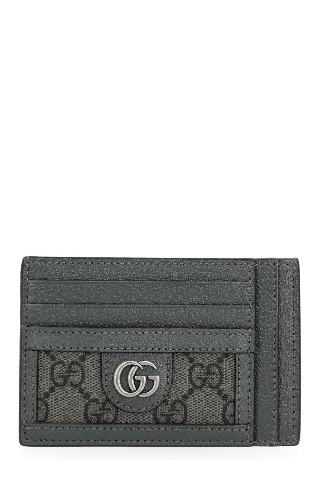 Gucci Gg Logo Plaque Card Holder In Gray