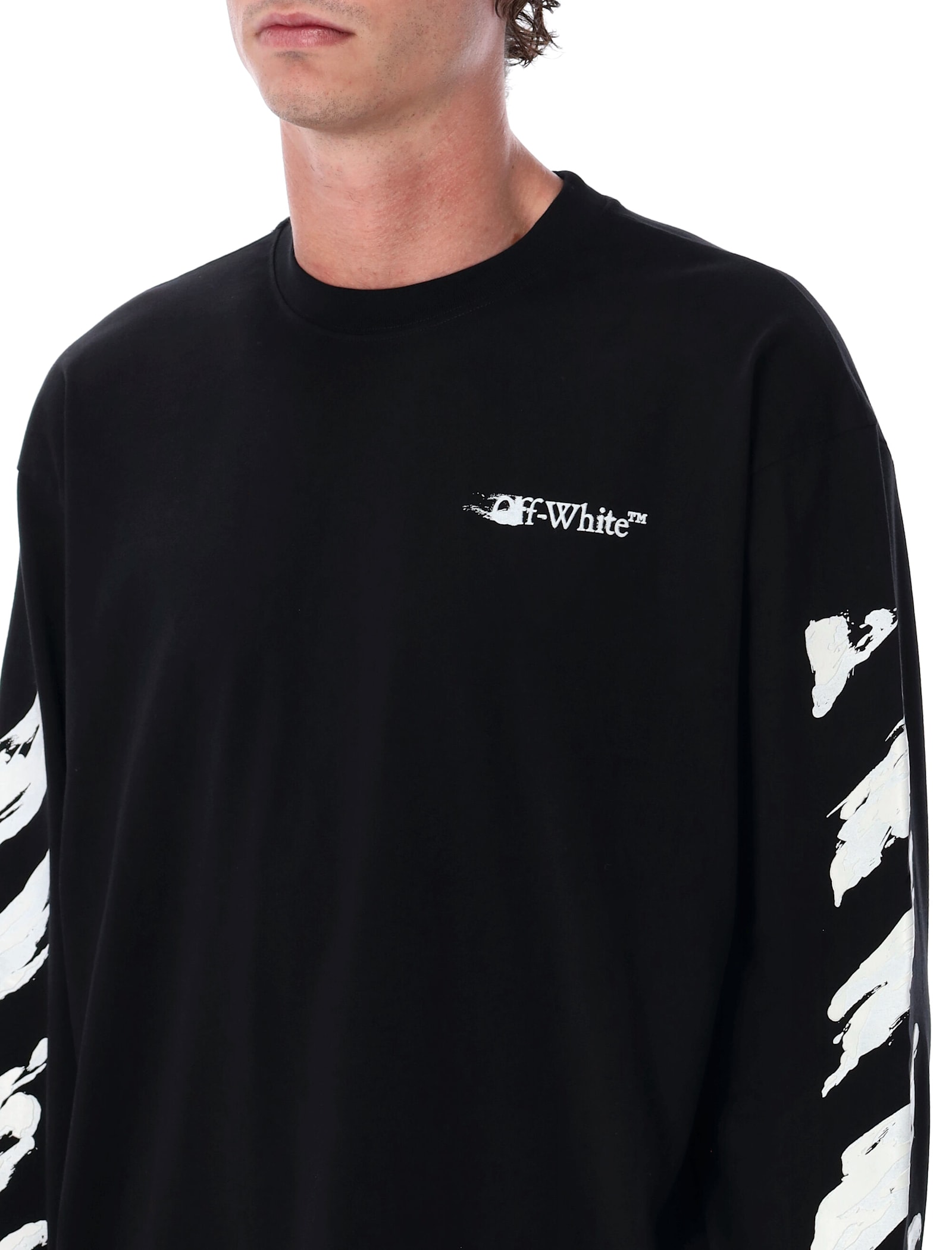 Off-white Ink Arrow 90 S Cotton Long Sleeve T-shirt In Black