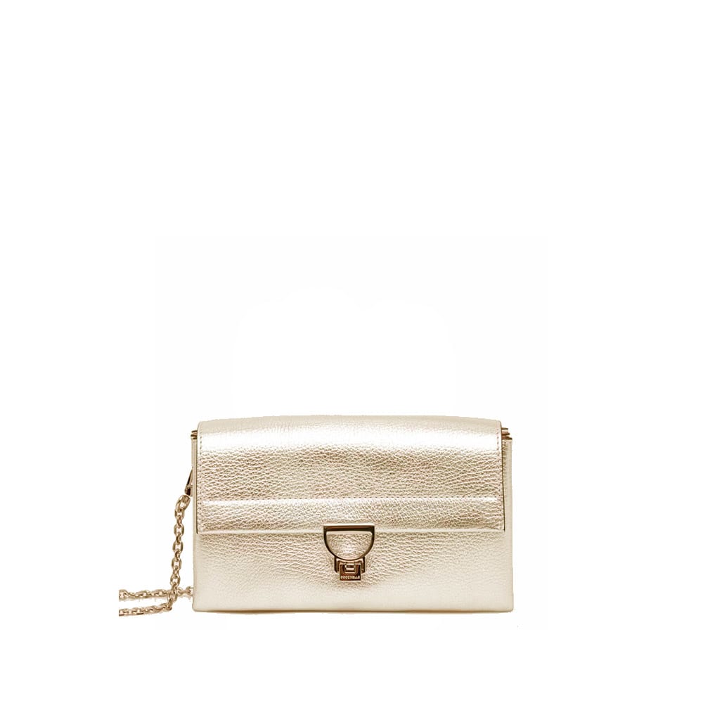 Shop Coccinelle Arlettis Small Bag In Pale Gold