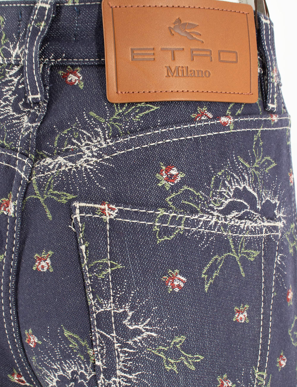 Shop Etro Jeans In Multicolor On Blue Base