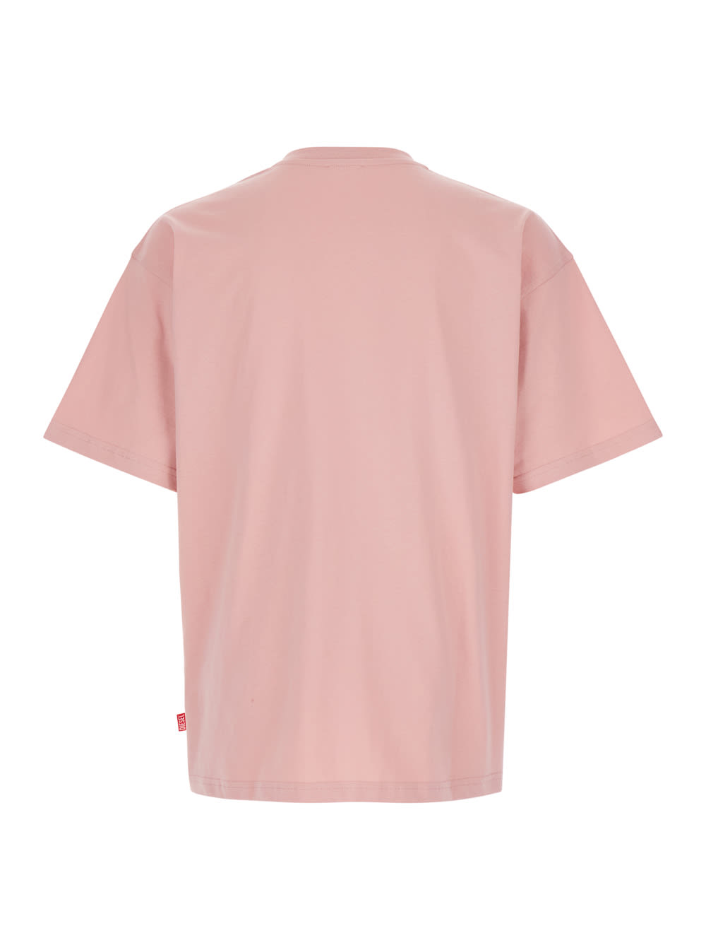 Shop Diesel Rust Pink Crewneck T-shirt With Logo Detail In Cotton Man