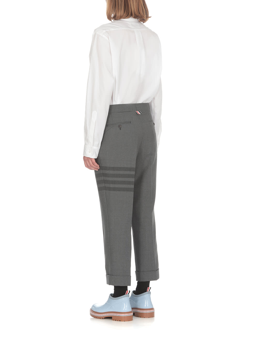 Shop Thom Browne 4-bars Trousers In Grey