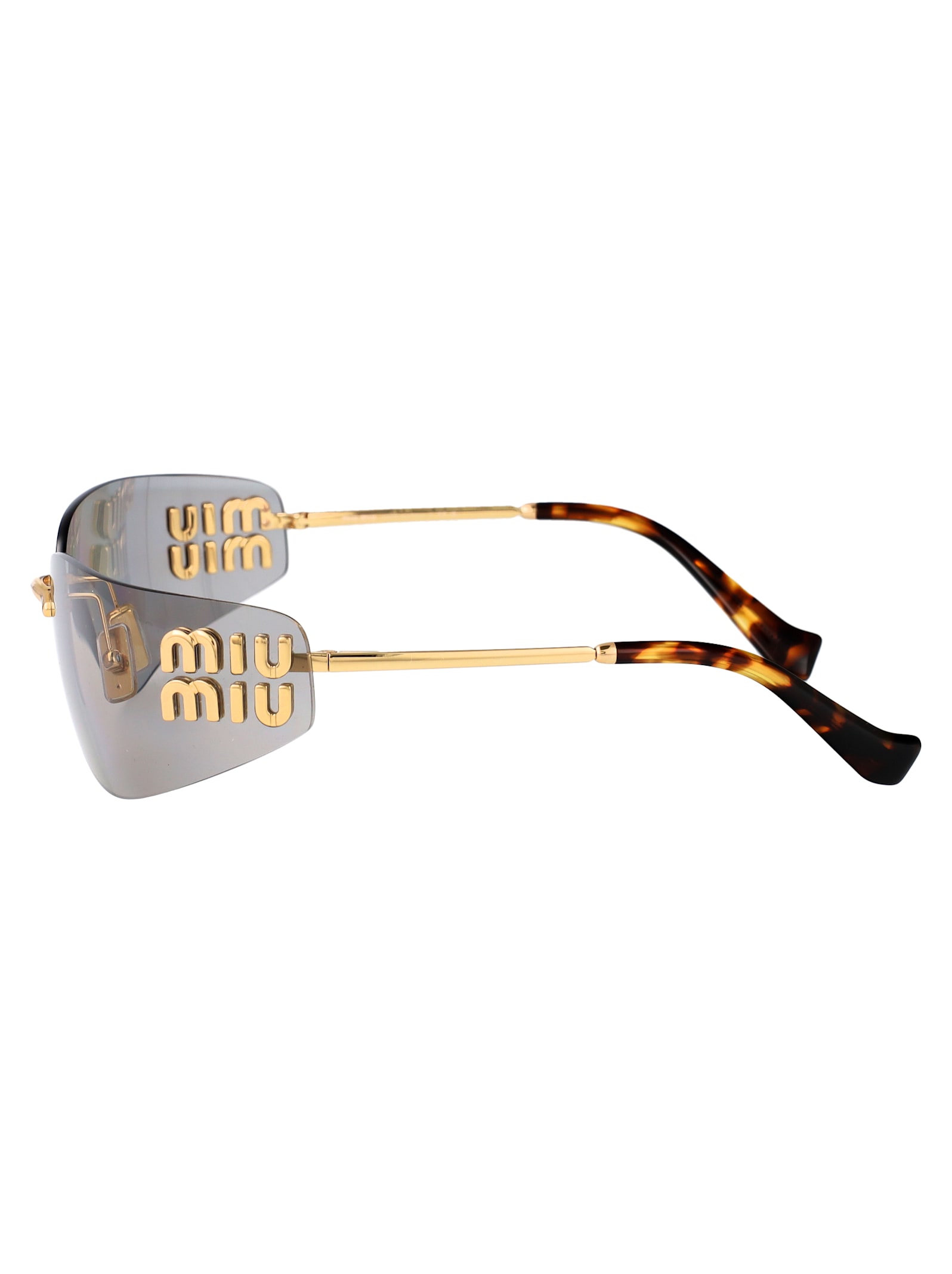 Miu Miu 0mu A51s Runway 5ak50k Oro Metal Sunglasses In Gray