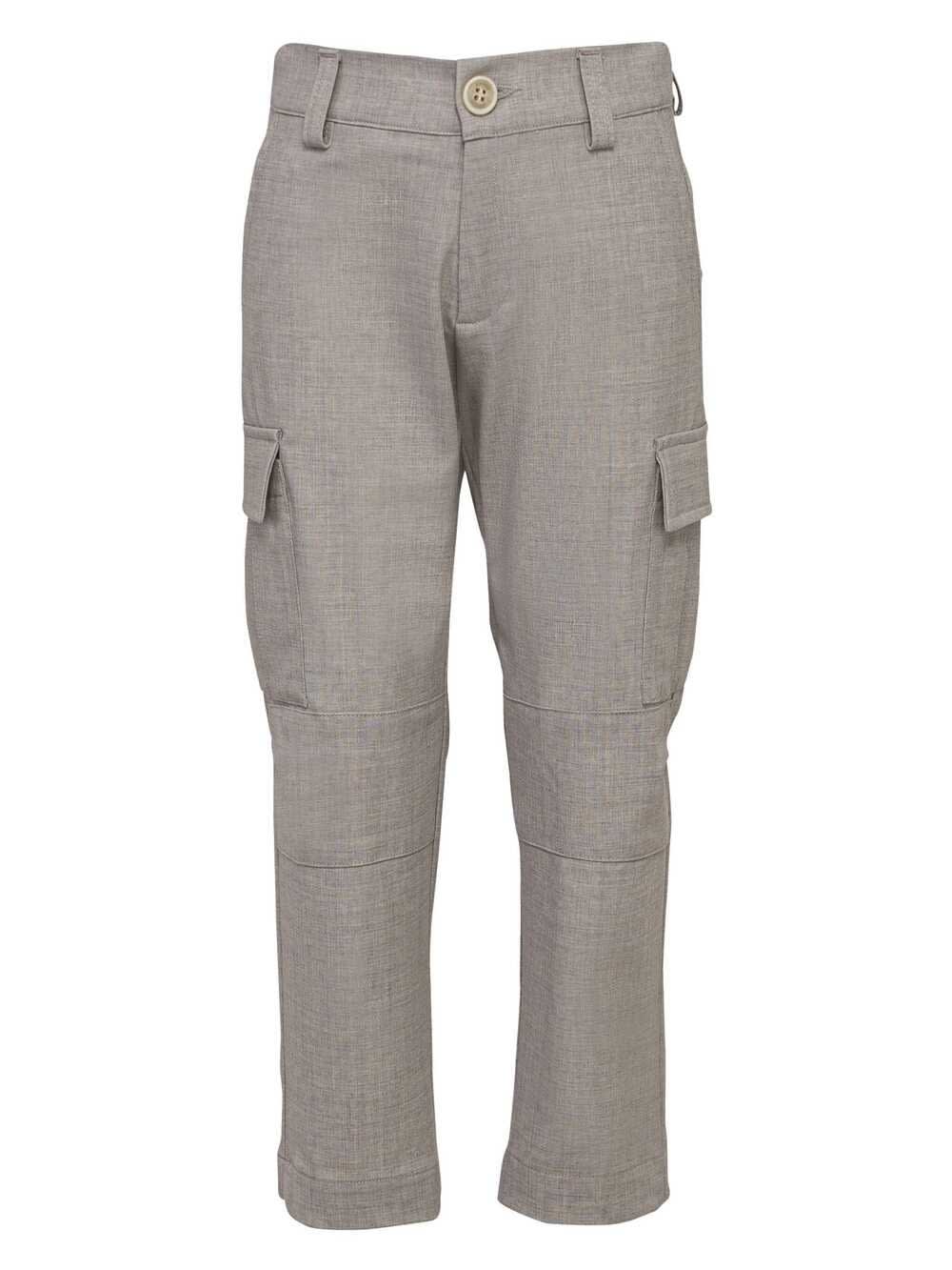 Shop Eleventy Grey Wool Blend Cargo Trousers