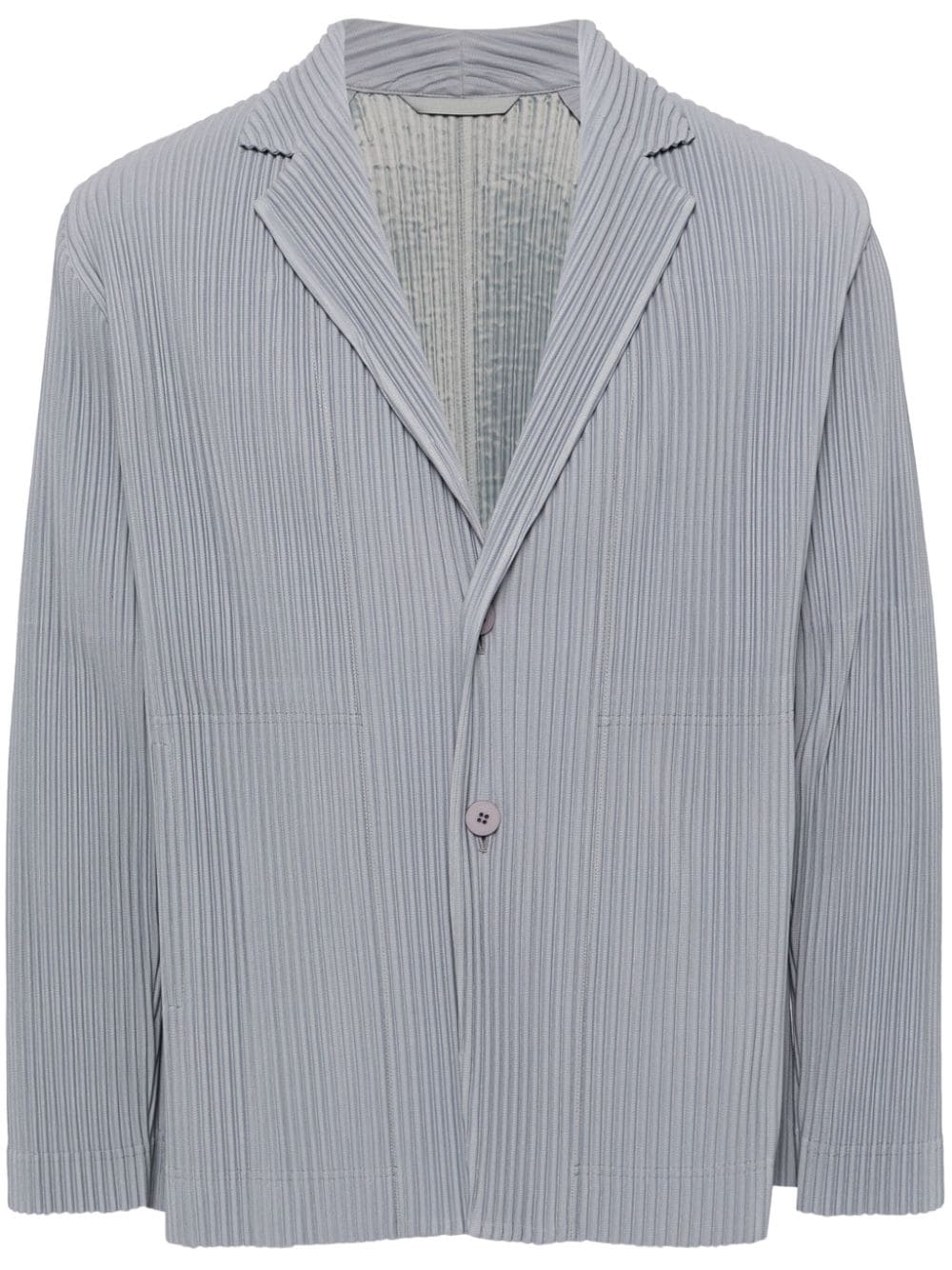 Issey Miyake Pleated Single-breasted Blazer Jacket In Gray