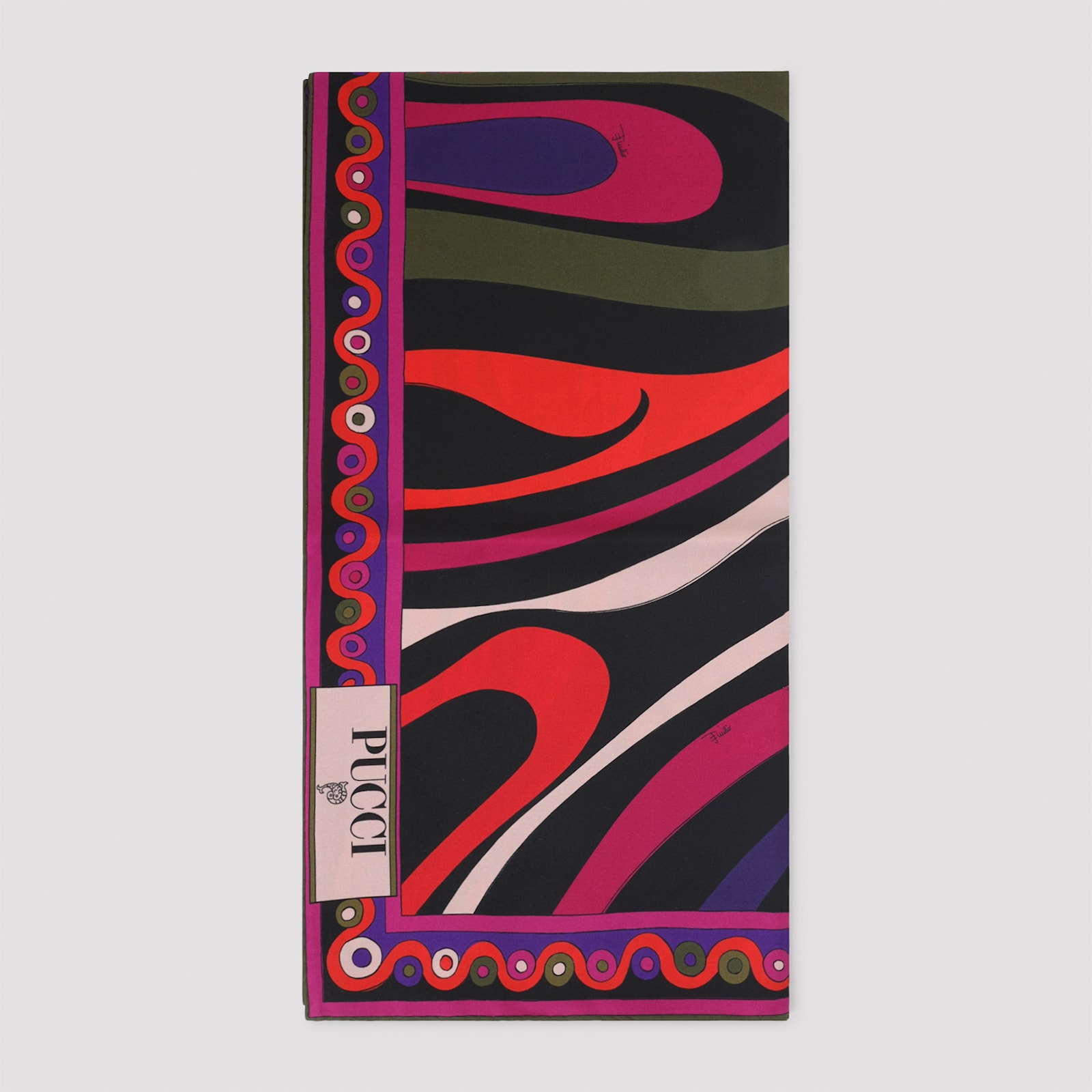 Pucci Silk Twill Scarf Bold Print In Red